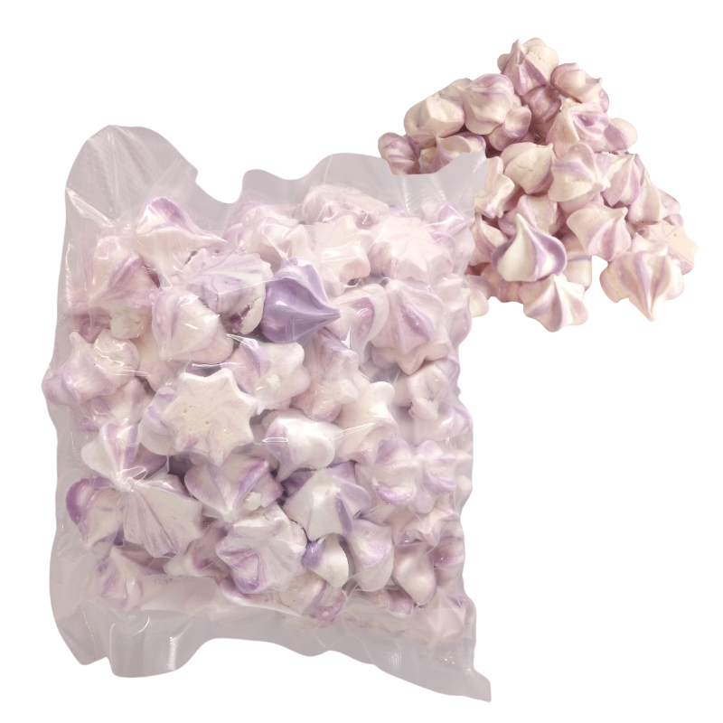 Merengues o Suspiros de sabor violeta a granel 100 g 3 bolsas Roev Reposteria