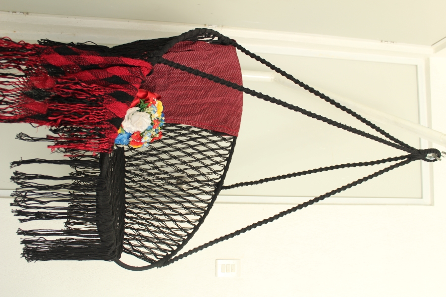 Silla Hamaca Columpio Circular de Algodón Con Macramé Artesanal Negra