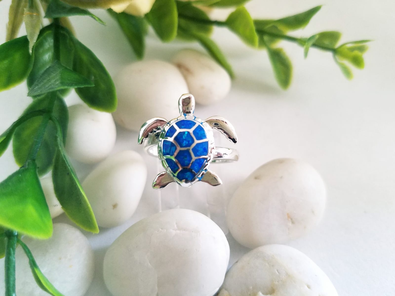 ANILLO AJUSTABLE OPALO AZUL TORTUGA CAREY 4150