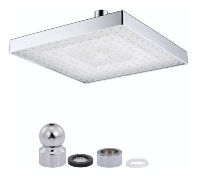 Regadera Cabezal De Ducha Cuadrado Rgb Color Led 7 Colores