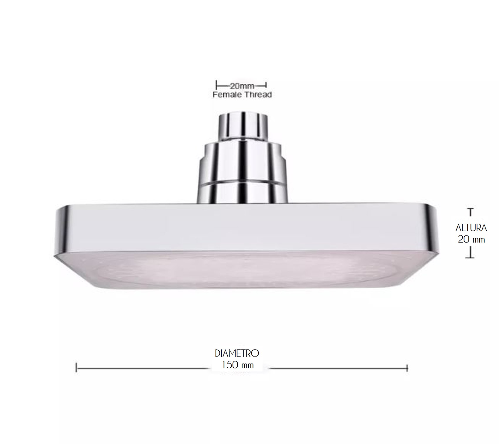 Regadera Cabezal De Ducha Cuadrado Rgb Color Led 7 Colores