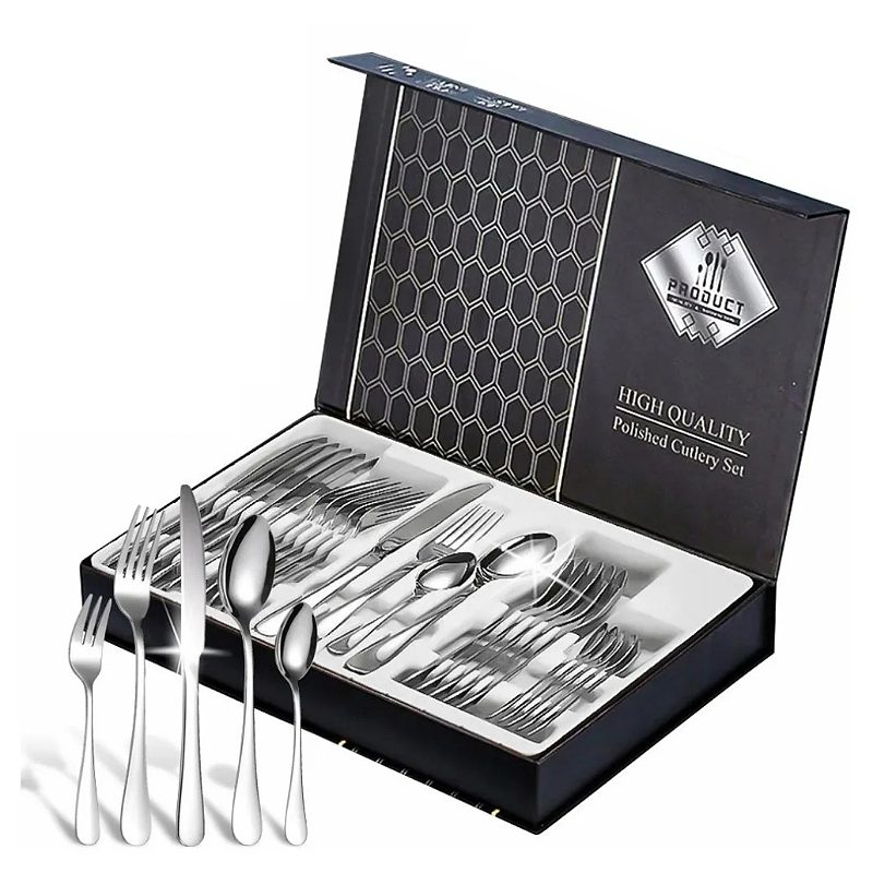 Juego De Cubiertos Color Plata De  Acero Inoxidable , 30 Pzs