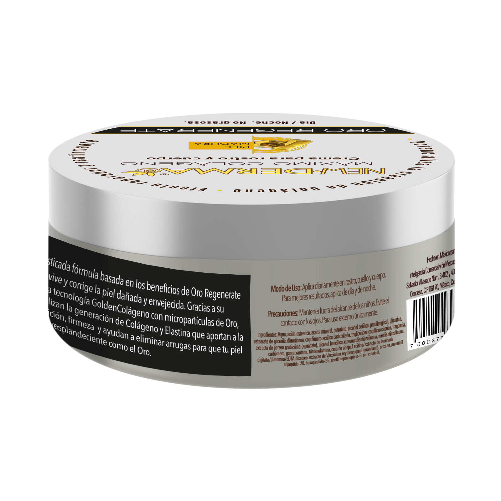 New Derma Crema Corporal Oro 14k Máximo Colageno 200+400 Ml
