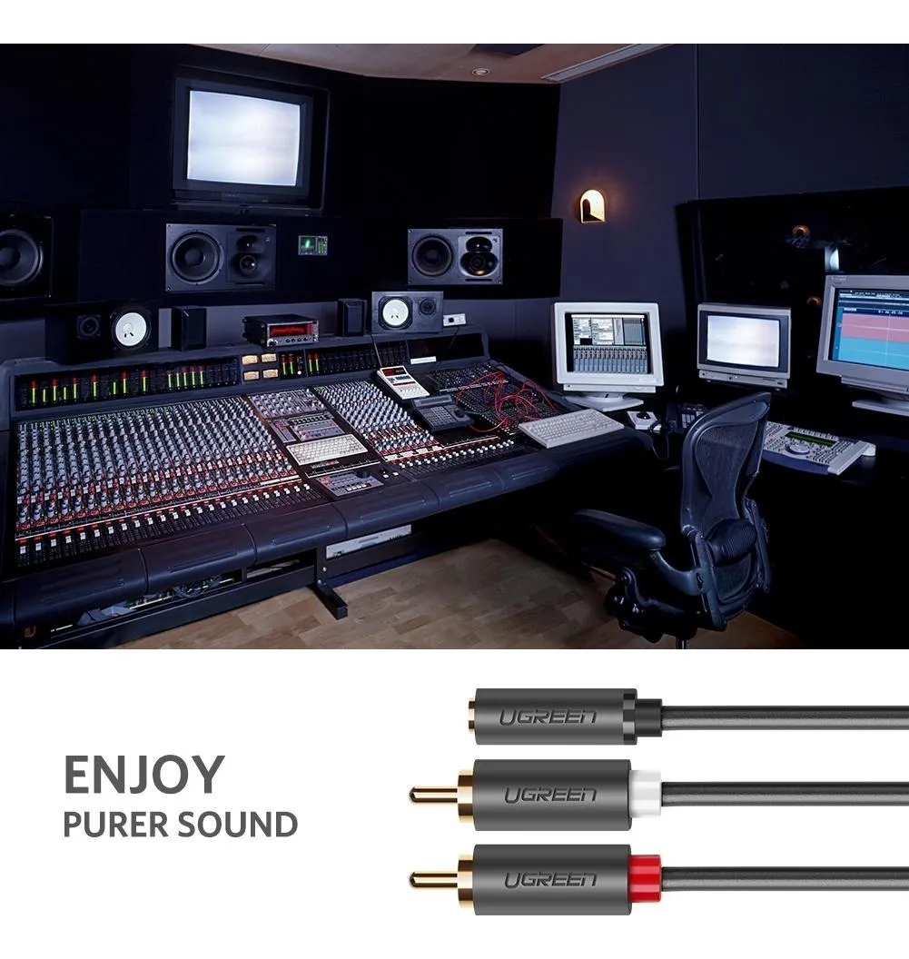 Cable Audio Ugreen Mini Jack 3.5mm Hembra A 2rca Macho 1m