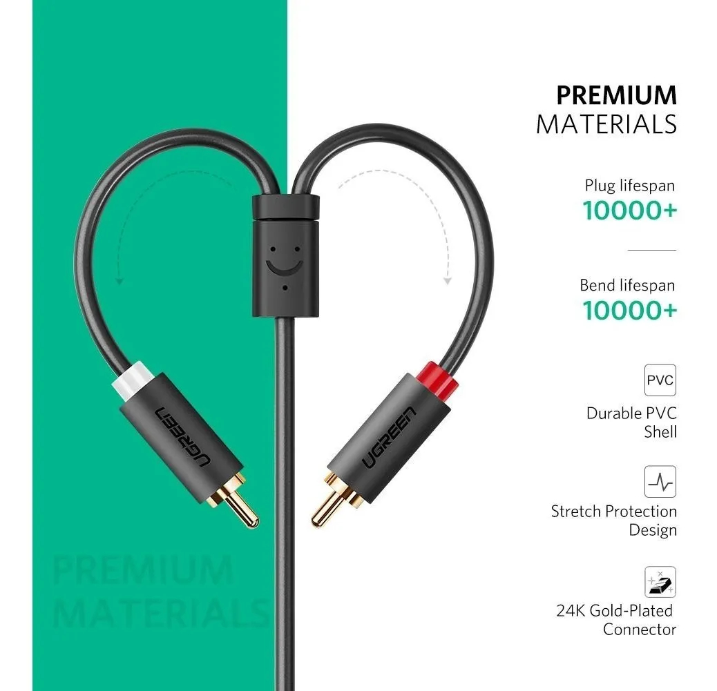 Cable Audio Ugreen Mini Jack 3.5mm Hembra A 2rca Macho 1m