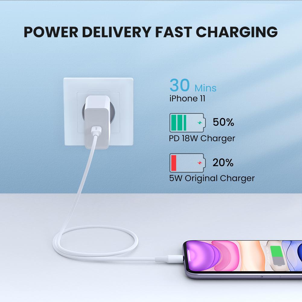 Cable Carga Rapida M/m Usb-c A Lightning 1m Negro Ugreen
