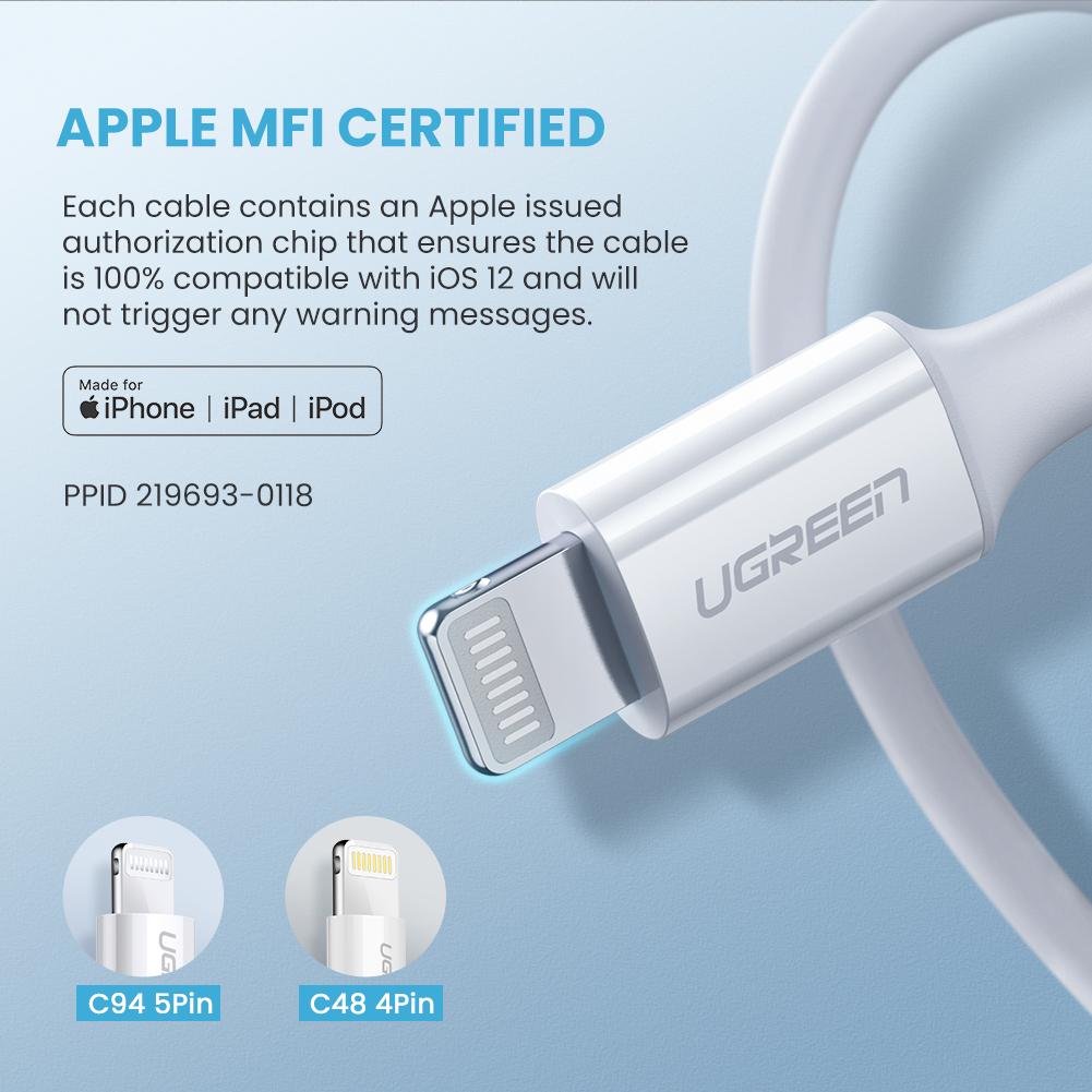 Cable Carga Rapida M/m Usb-c A Lightning 1m Negro Ugreen