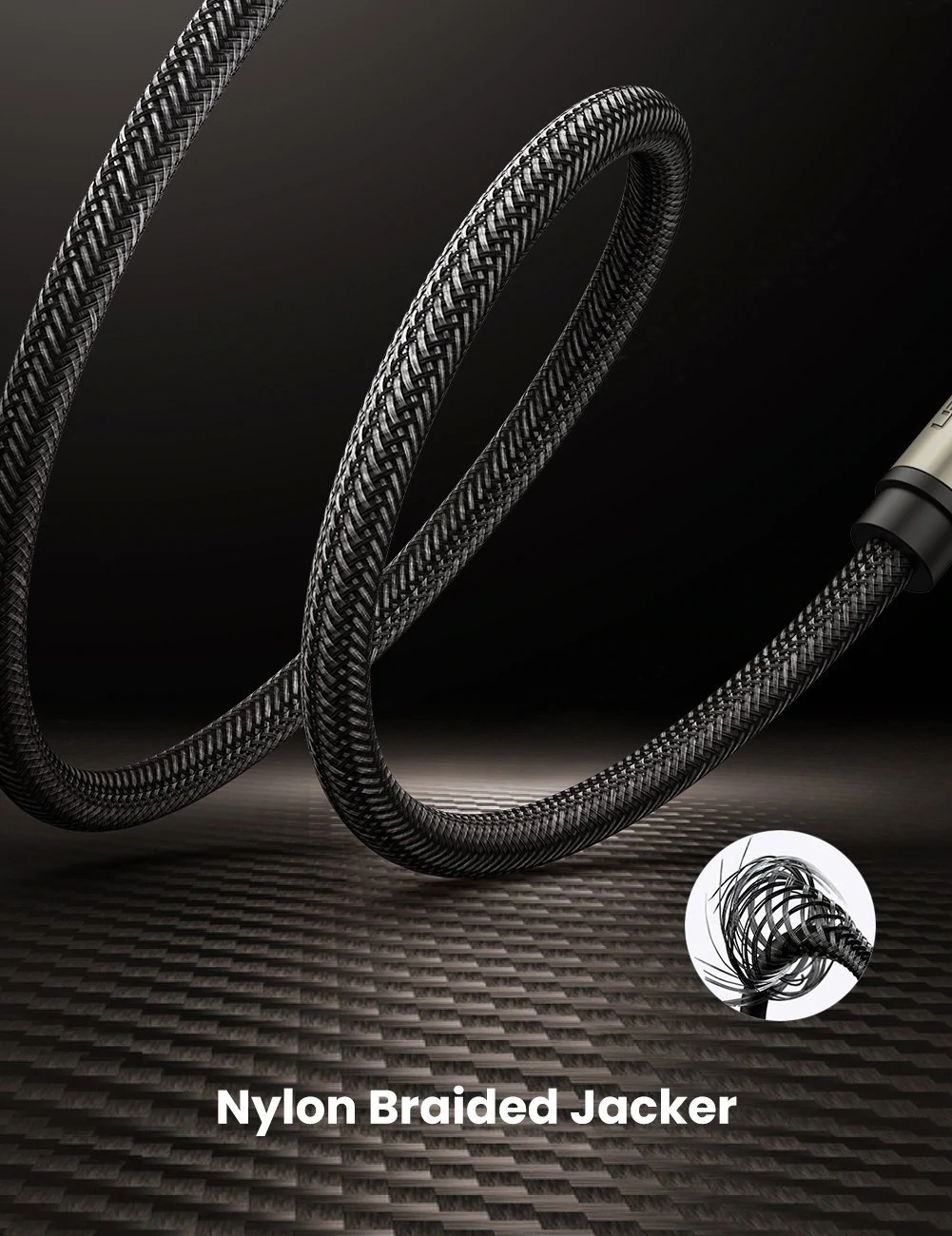 Cable Mono Jack 1/4 Macho Premium 6.35 Mm Trenzado 1m Ugreen