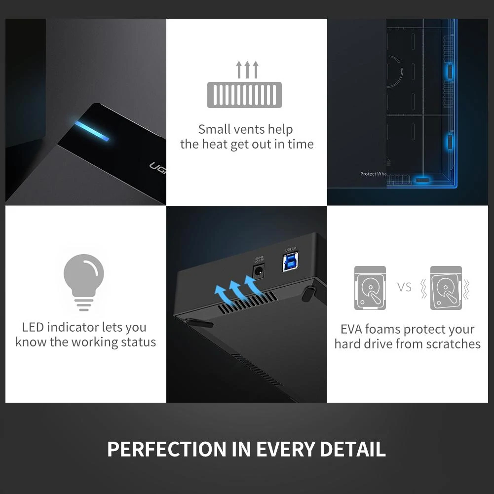 Carcasa Caja Disco Duro 3.5 Usb 3.0 Uasp Hdd Ssd Ugreen