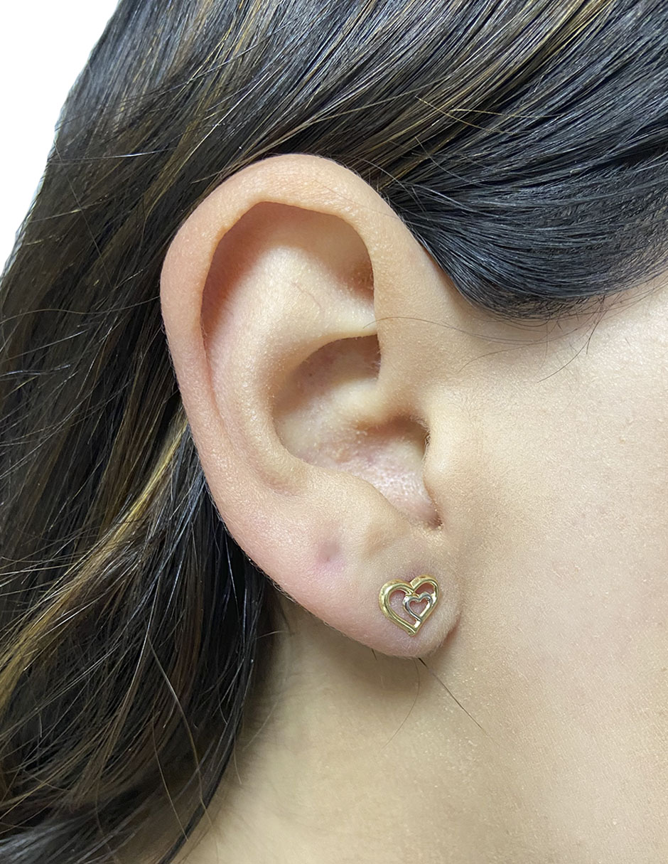 Broquel en Forma de Corazón, en Oro de 10k - Mancini Joyas