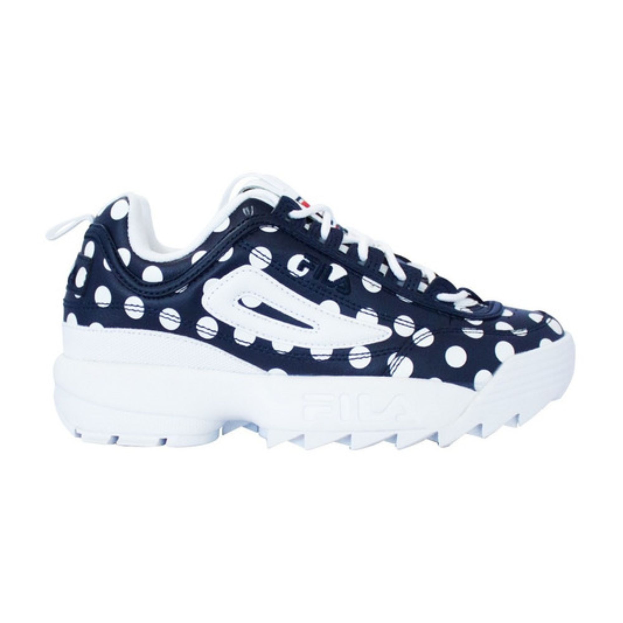 Tenis Fila Disruptor II Polka Azul con Blanco Dama Originales 0647422