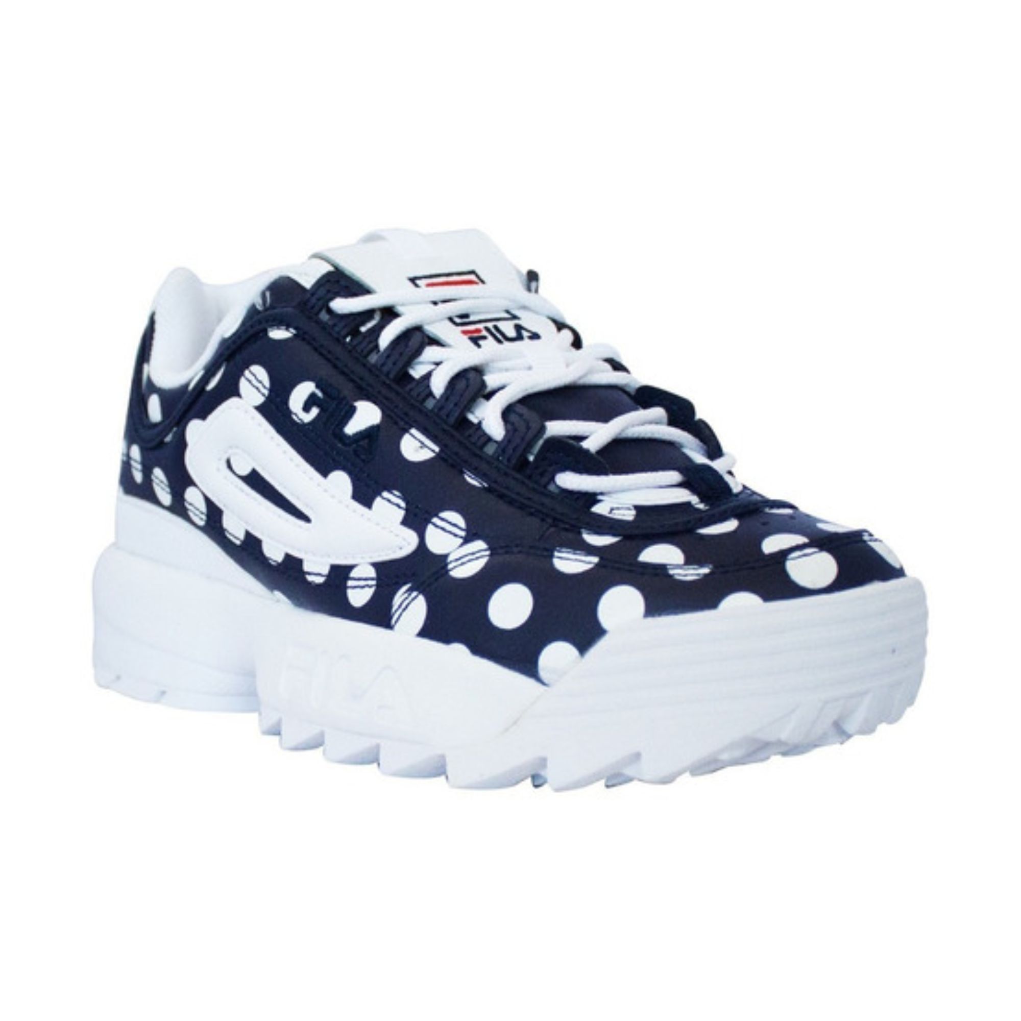 Tenis Fila Disruptor II Polka Azul con Blanco Dama Originales 0647422