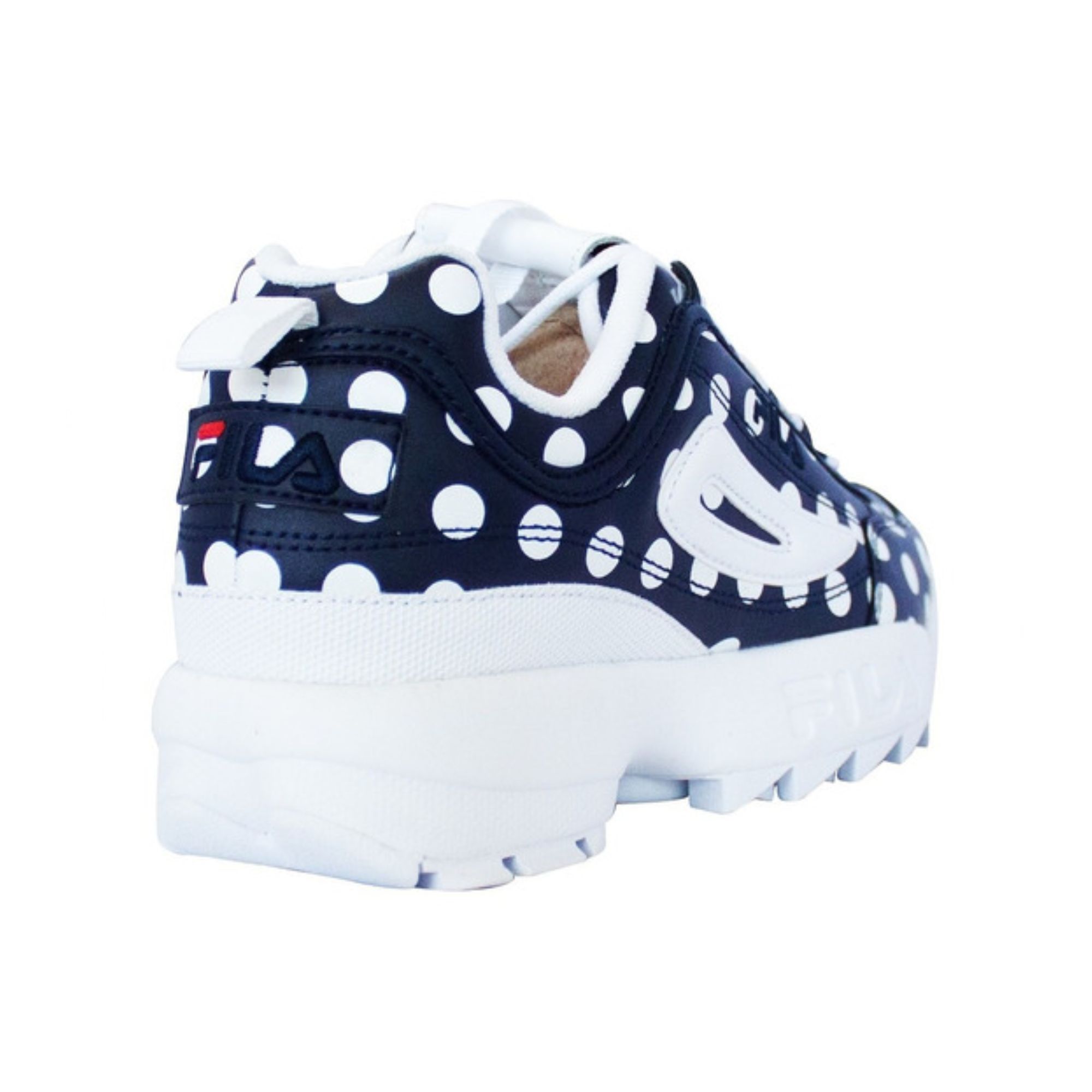 Tenis Fila Disruptor II Polka Azul con Blanco Dama Originales 0647422