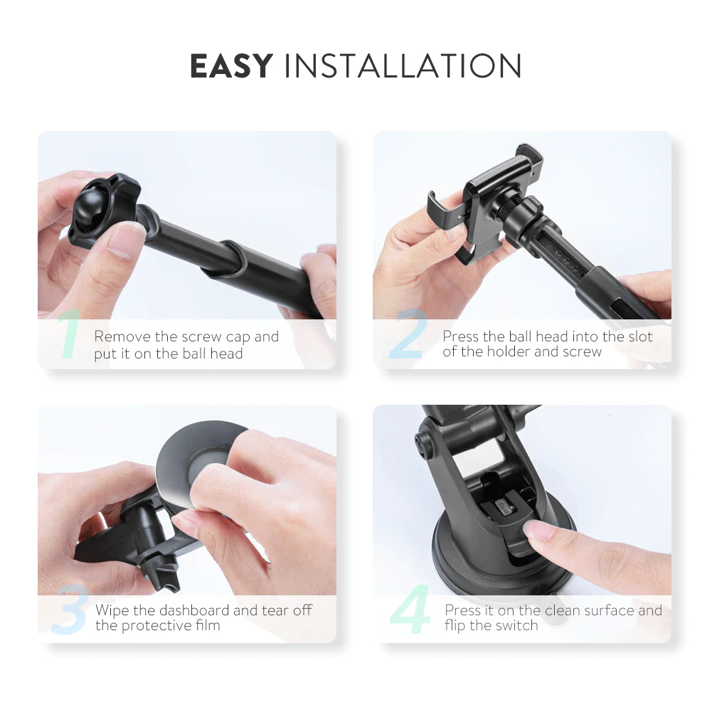 Base Soporte Celular Auto Ventosa Negro Ugreen