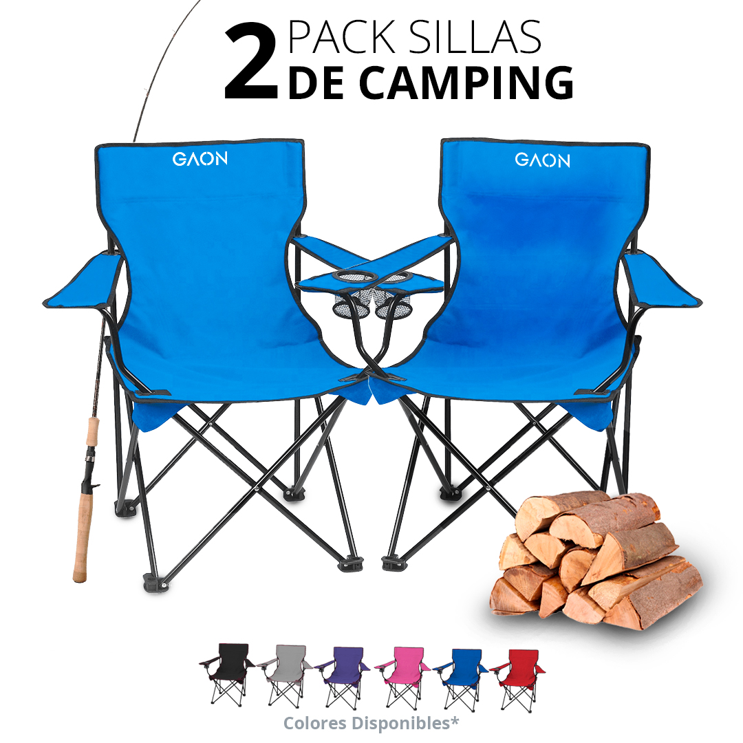 Set de 2 Sillas Camping Y Playa Plegable Portatil Para Exteriores Gaon