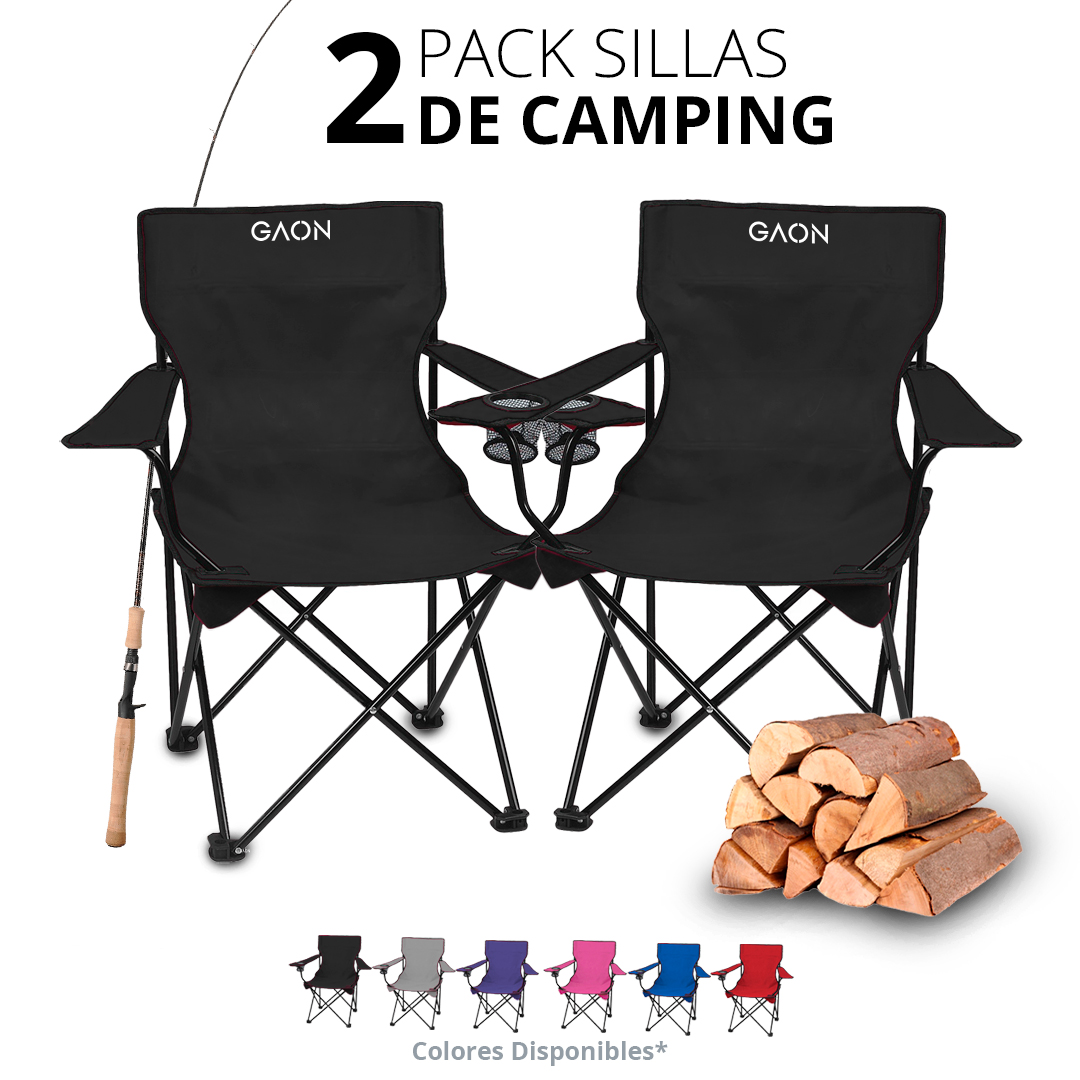 Set de 2 Sillas Camping Y Playa Plegable Portatil Para Exteriores Gaon