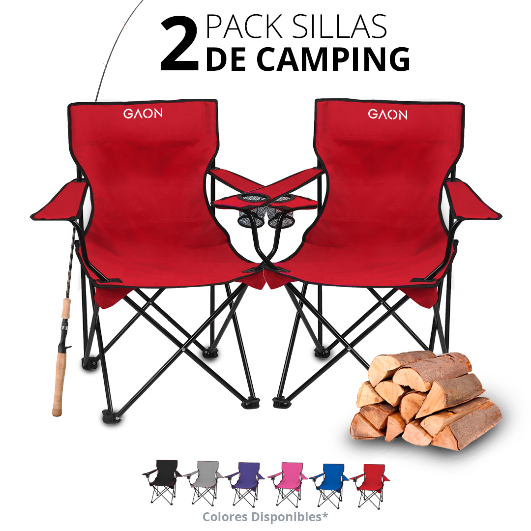 Set de 2 Sillas Camping Y Playa Plegable Portatil Para Exteriores Gaon