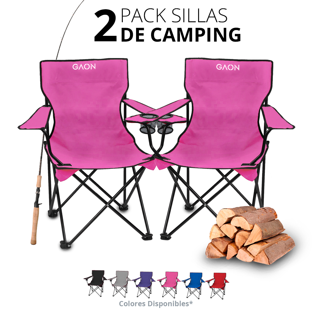 Set de 2 Sillas Camping Y Playa Plegable Portatil Para Exteriores Gaon