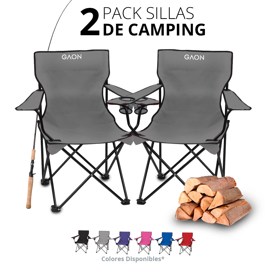 Set de 2 Sillas Camping Y Playa Plegable Portatil Para Exteriores Gaon