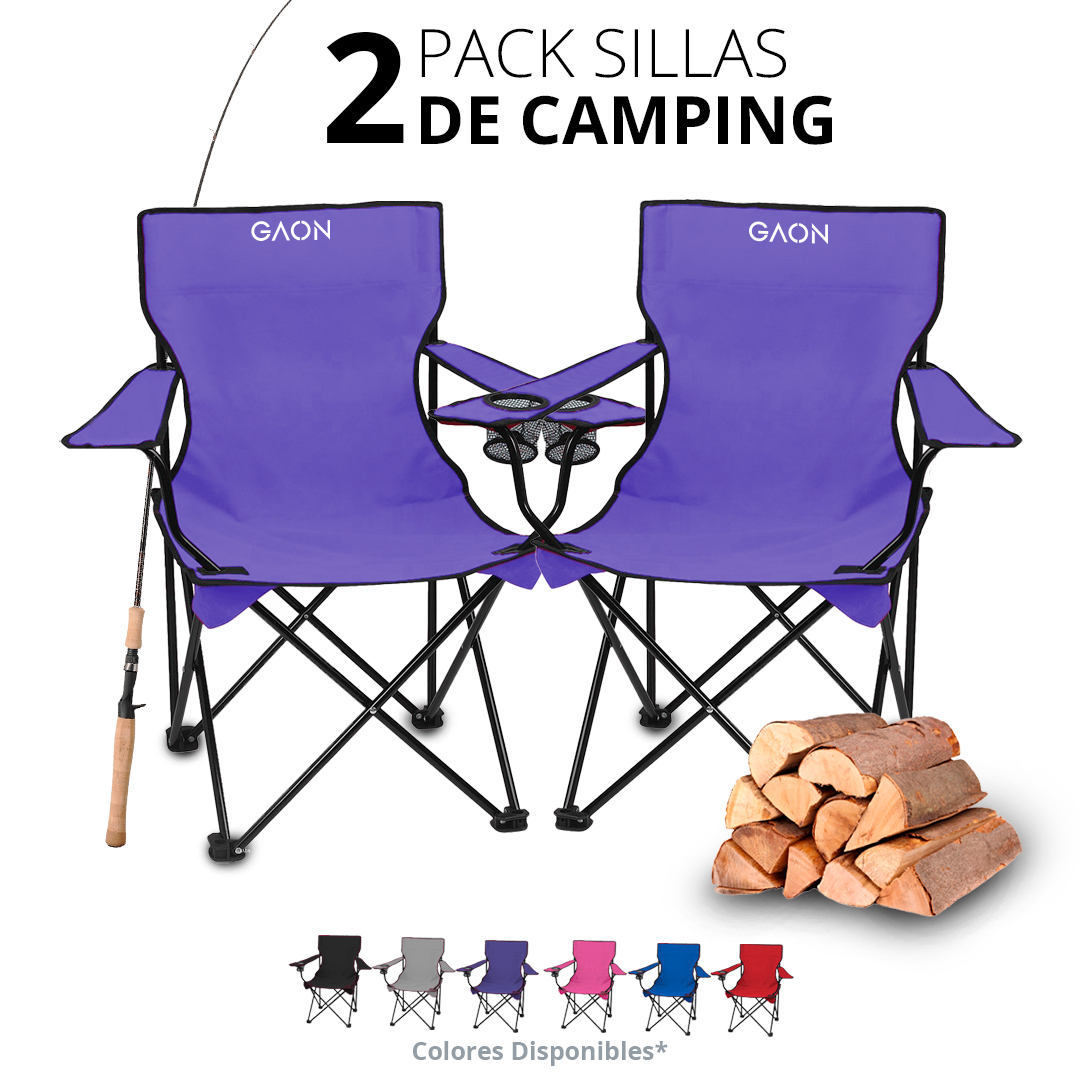 Set de 2 Sillas Camping Y Playa Plegable Portatil Para Exteriores Gaon