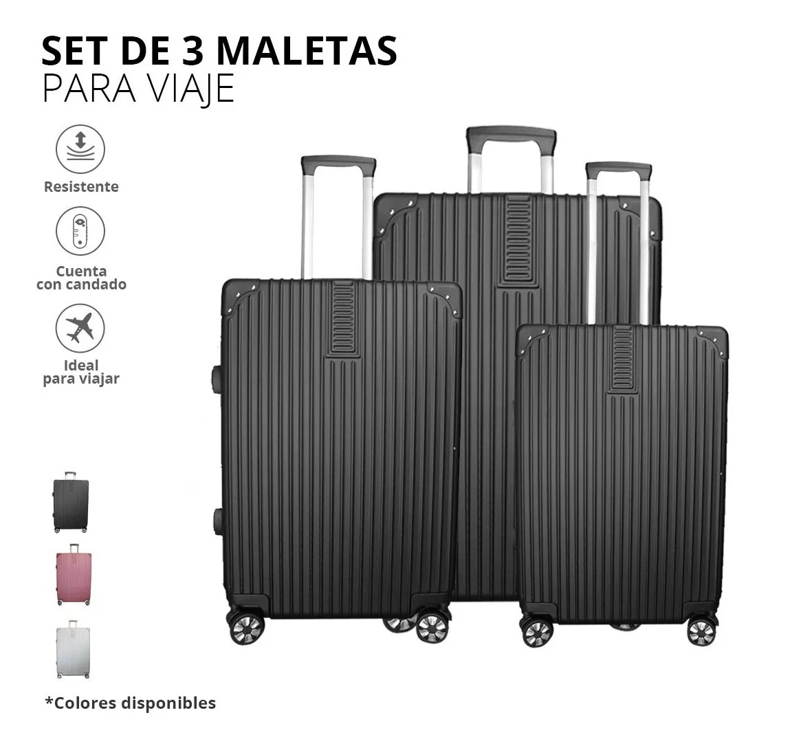 Set 3 Maletas De Viaje Con Ruedas Para Equipaje Gaon