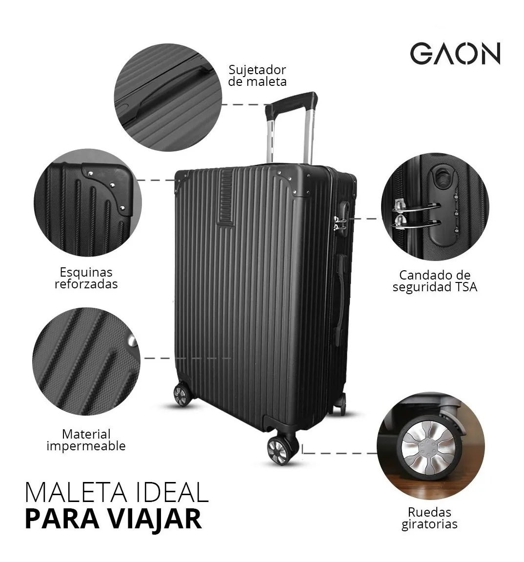 Set 3 Maletas De Viaje Con Ruedas Para Equipaje Gaon