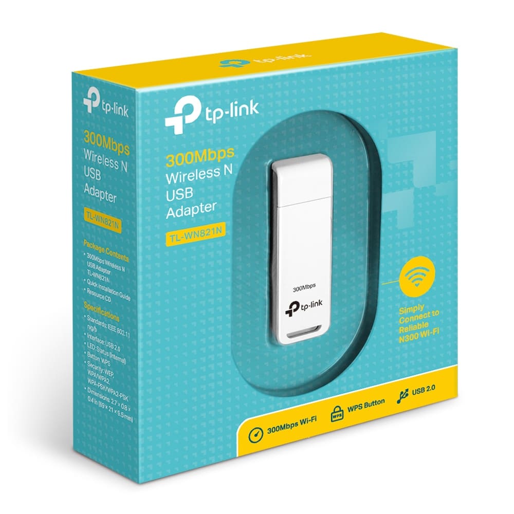 Tarjeta de Red Inalámbrica USB N300, TP-Link TL-WN821N, Blanco.