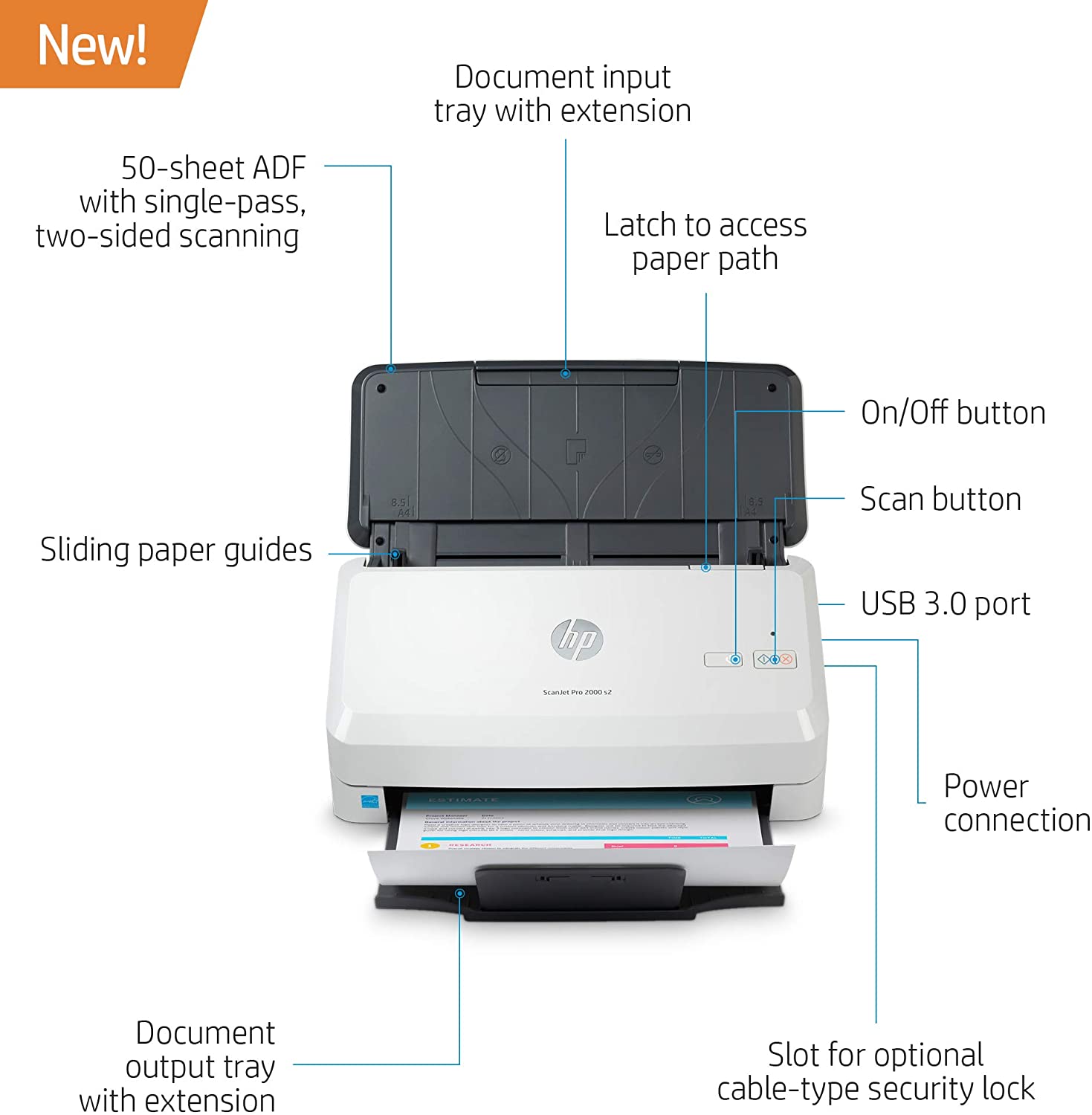HP Scanjet Pro 2000 s2 Escáner de alimentación de Hojas