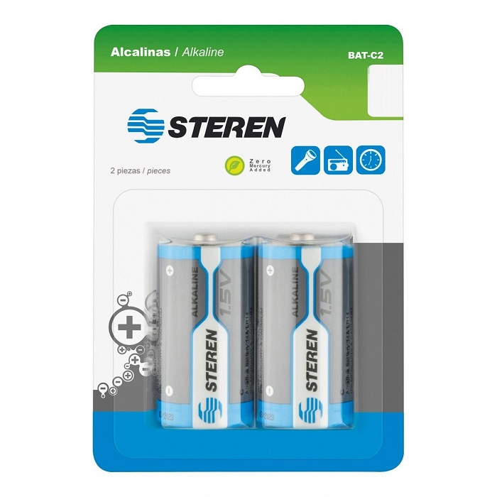 Paquete De 2 Pilas Alcalinas Tipo C 1.5 Vcc Steren