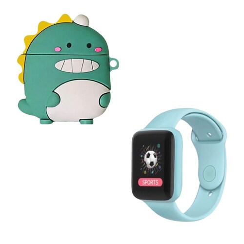 Kit Audifonos Dinosaurio + Smartwatch Reloj inteligente Excelente Regalo