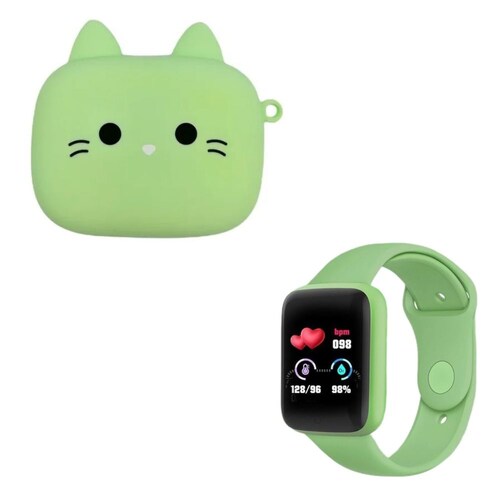 Kit Audifonos cats + Smartwatch Reloj inteligente Excelente Regalo