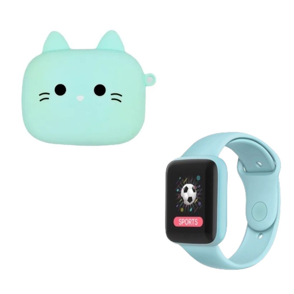 Kit Audifonos cats + Smartwatch Reloj inteligente Excelente Regalo