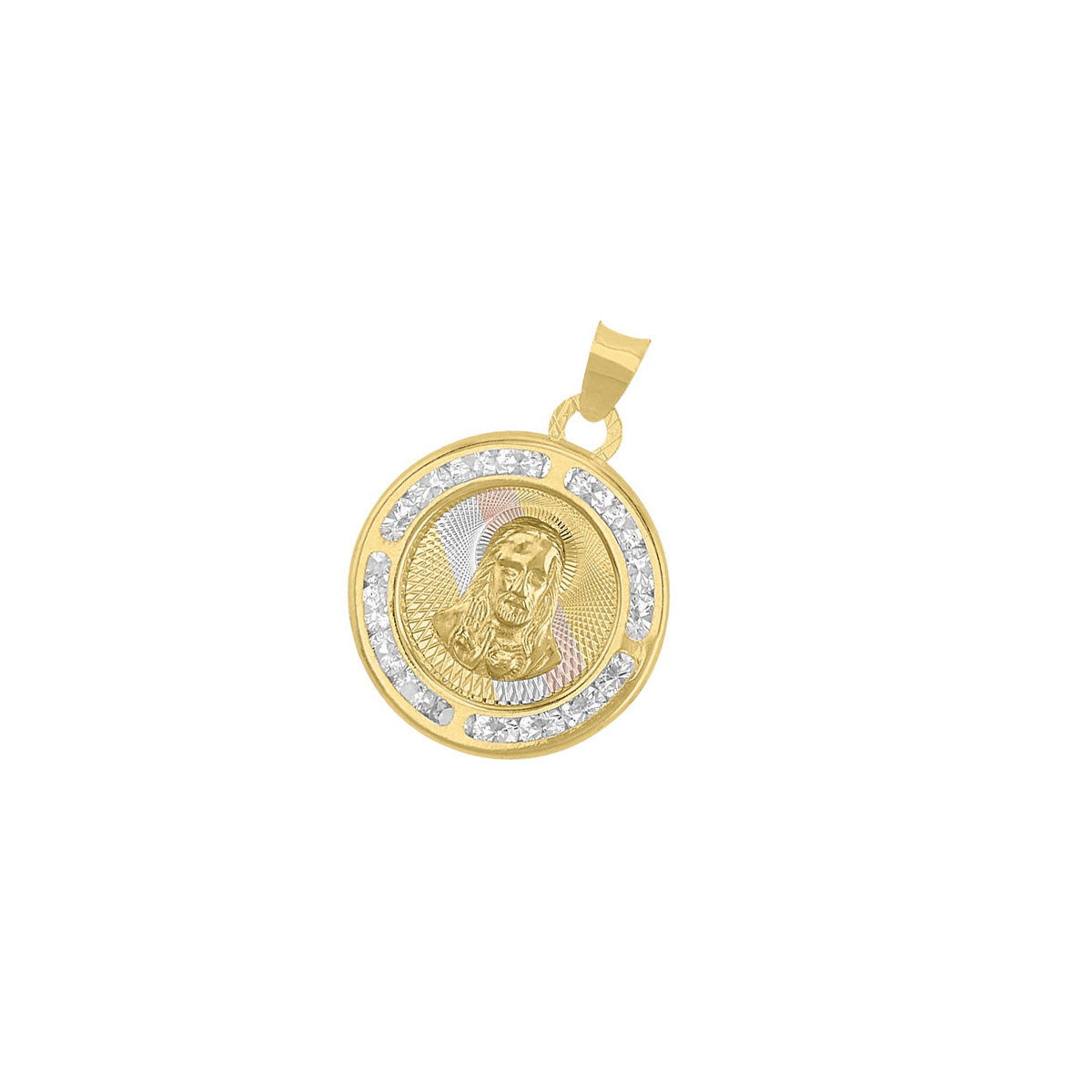 Medalla Sagrado Corazón 3 Colores Elaborada En Oro De 14 K