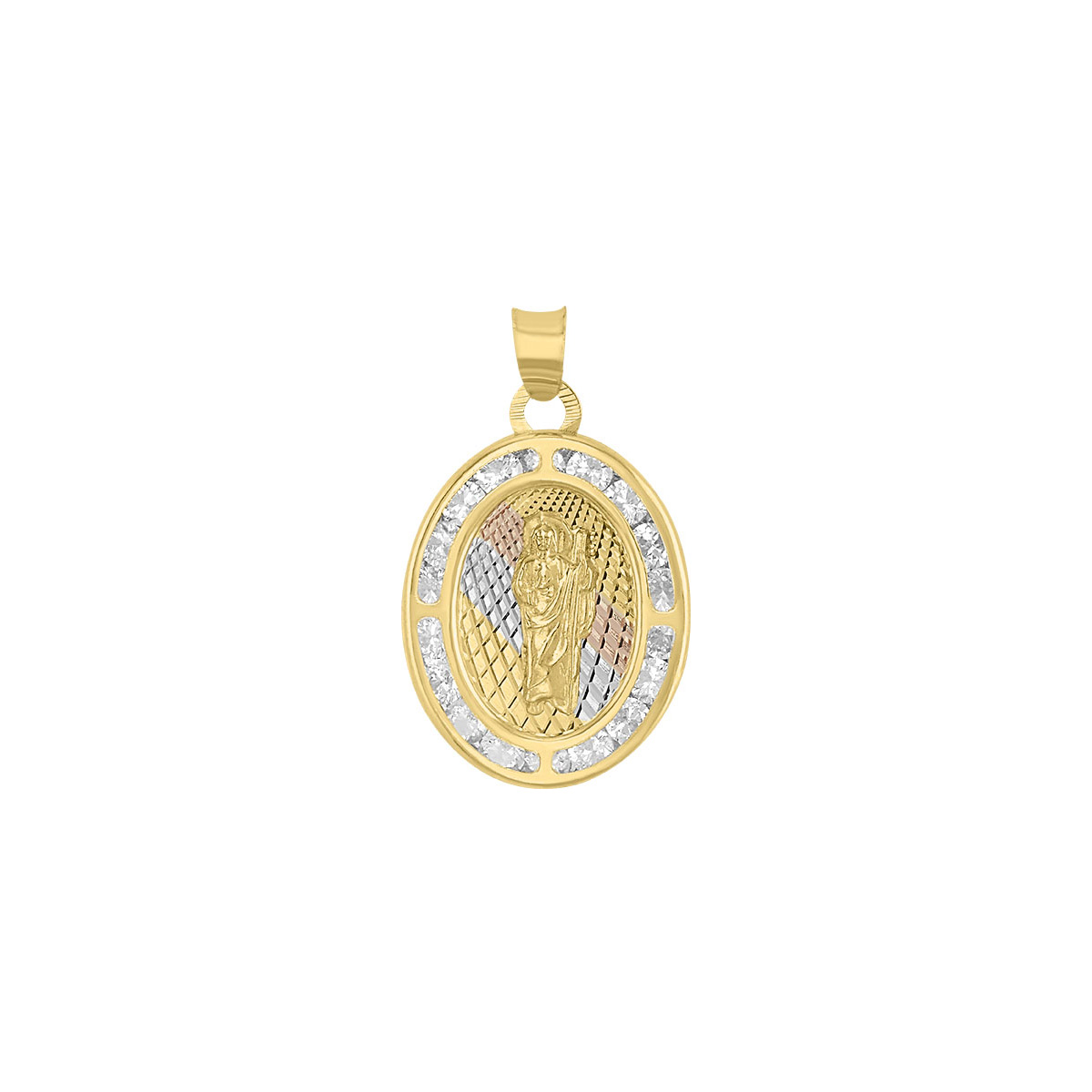 Medalla Oval San Judas Tadeo Rayos 3 Colores Elaborada En Oro De 14 K 