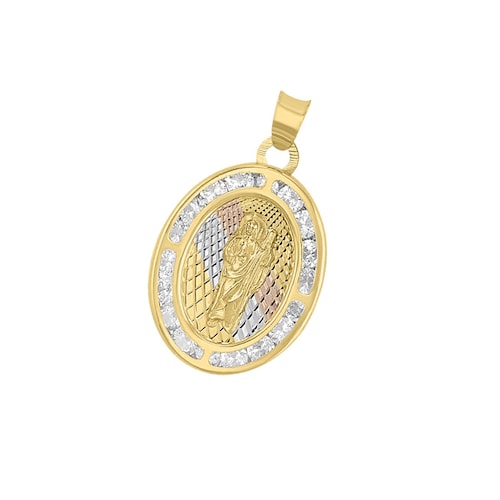 Medalla Oval San Judas Tadeo Rayos 3 Colores Elaborada En Oro De 14 K 