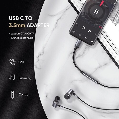Cable Audio Ugreen 3.5mm Jack Hembra Adaptador Usb C 10cm