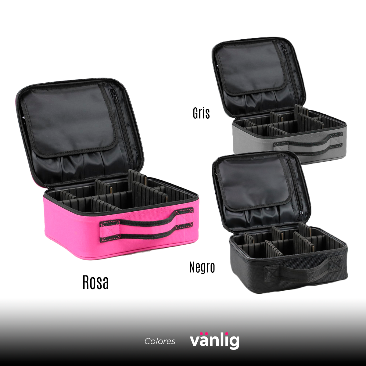 Maletín Maquillaje Cosmetiquera Con Separaciones Ajustables Rosa VANLIG