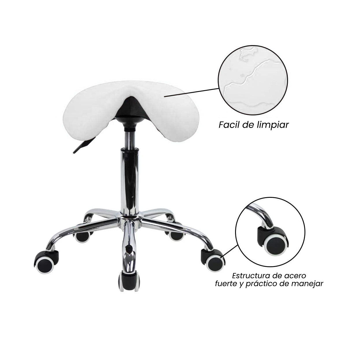 Silla Taburete Banco Ovalado Blanco Masajes Consultorio Tatoo Spa VANLIG