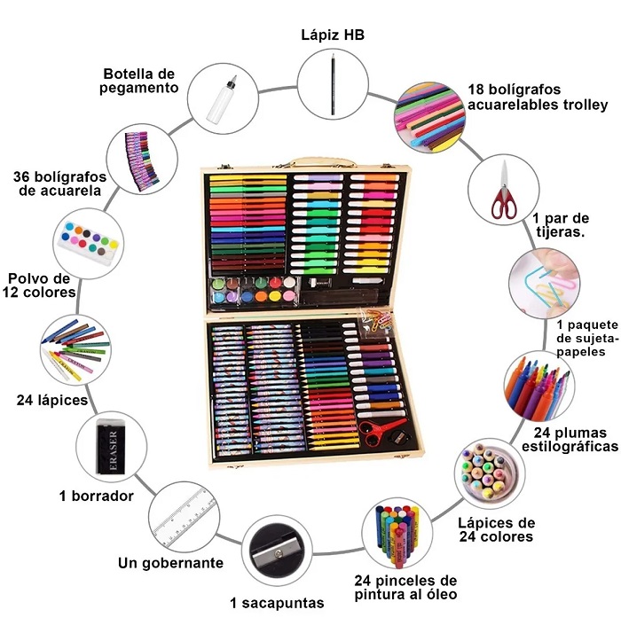 Kit De Lápices De Dibujo Y Boceto Con Accesorios, 168 Pcs