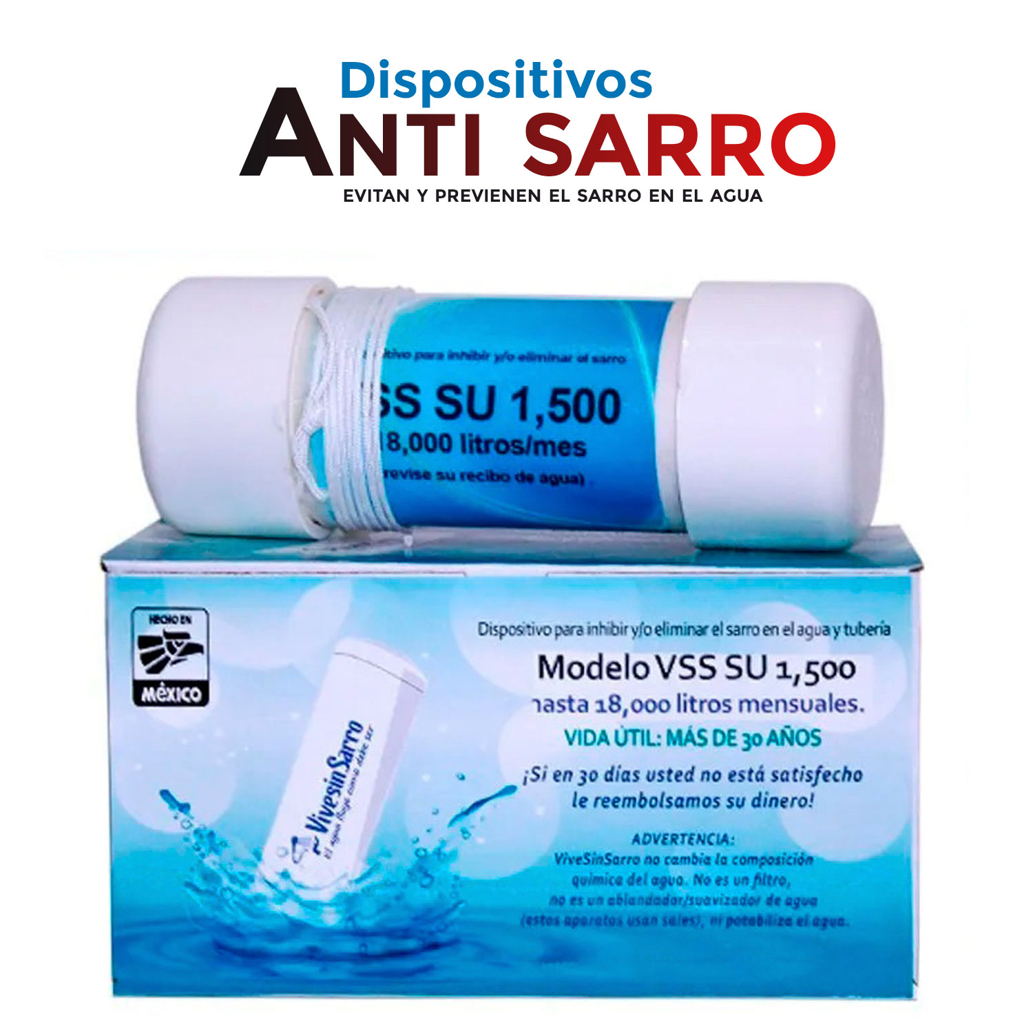 VSS SU 1,500 Dispositivo anti sarro para prevenir y eliminar el sarro en el agua.
