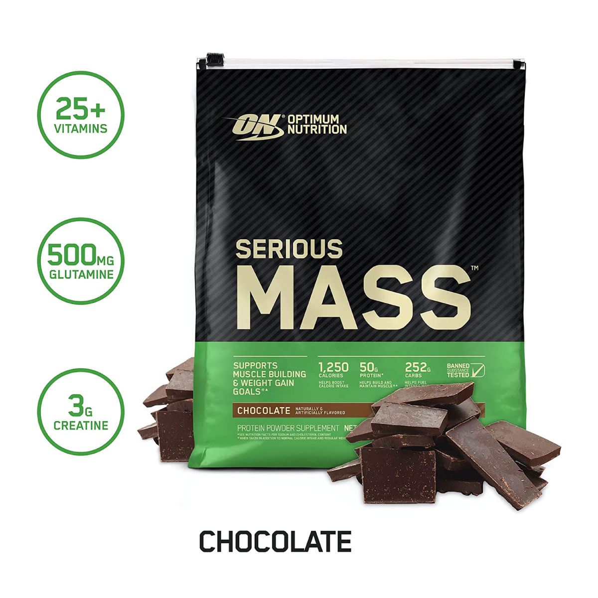 Ganador Optimum Nutrition ON Serious Mass 12 Lbs 16 Serv. - Chocolate