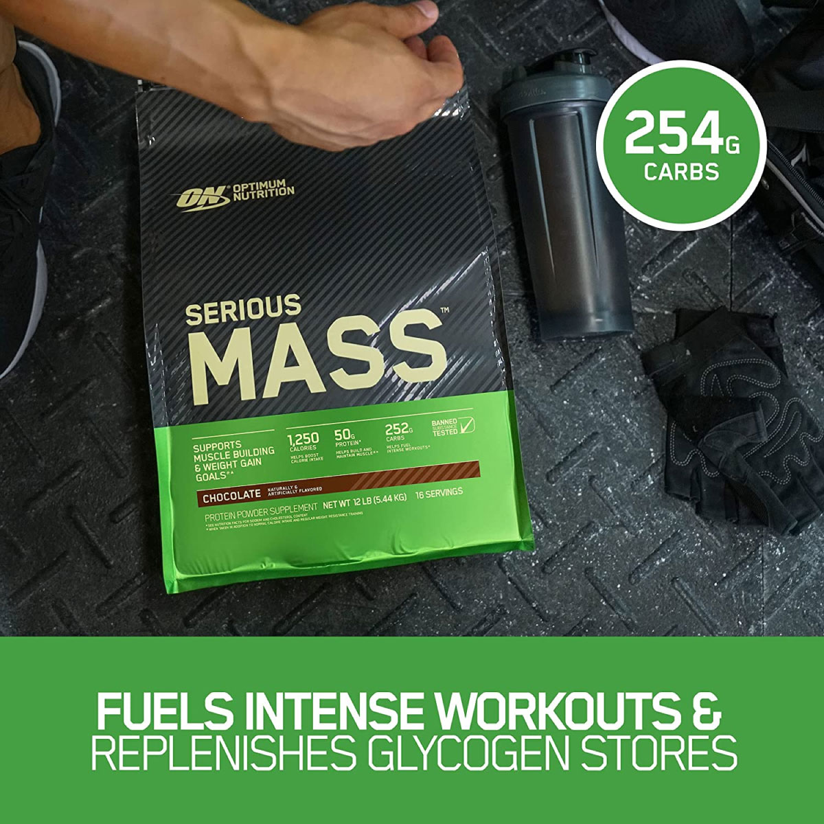 Ganador Optimum Nutrition ON Serious Mass 12 Lbs 16 Serv. - Chocolate