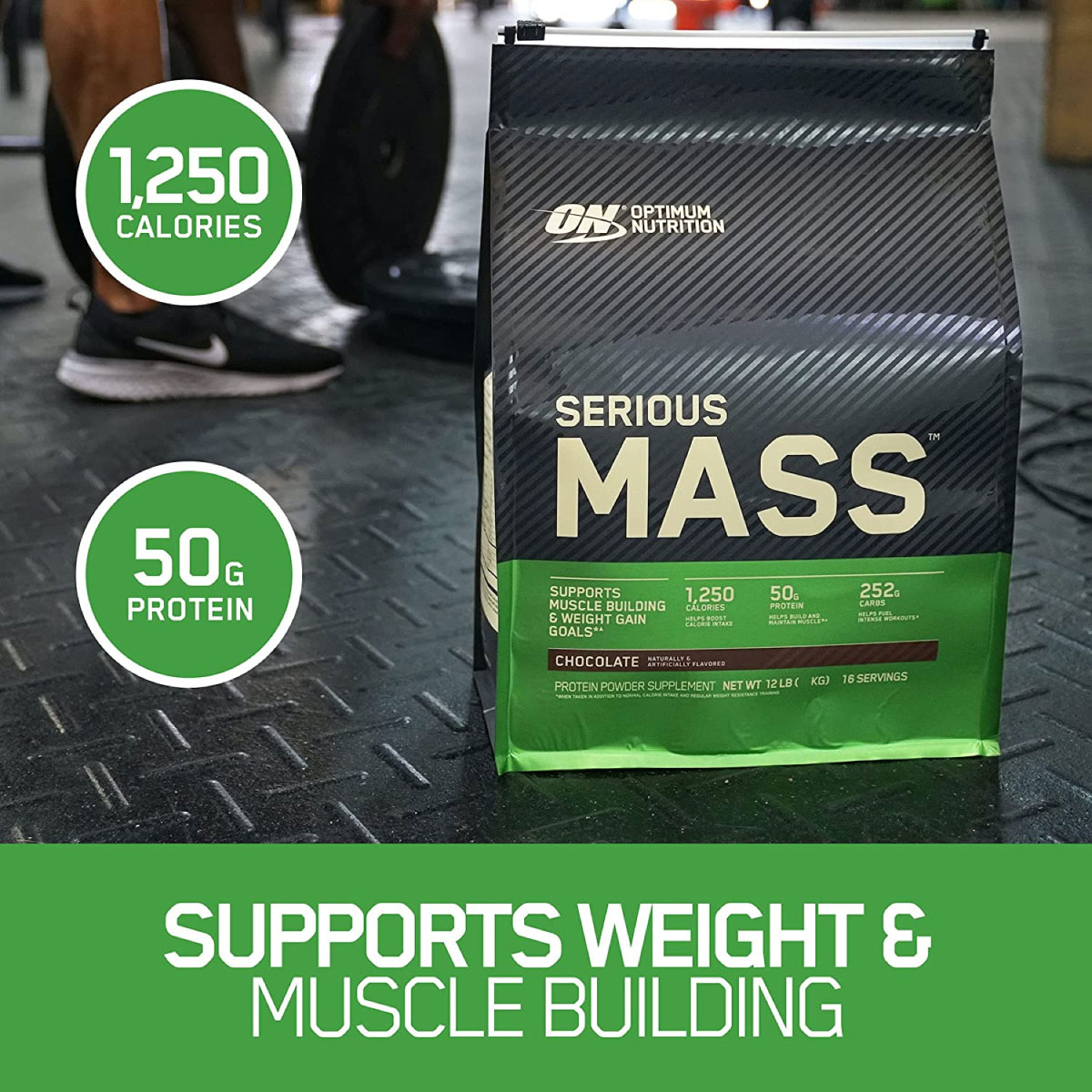Ganador Optimum Nutrition ON Serious Mass 12 Lbs 16 Serv. - Chocolate