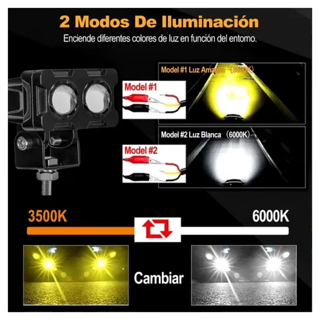 2 Pzs Faros Auxiliares Led Alta/baja Luz 80w Para Auto Moto