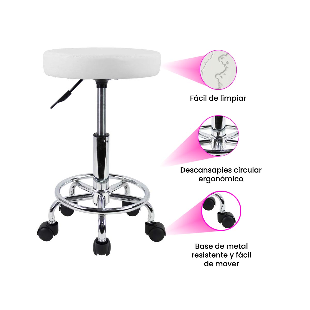 Silla Taburete Banco Plano Blanco Masajes Consultorio Tatoo Spa VANLIG