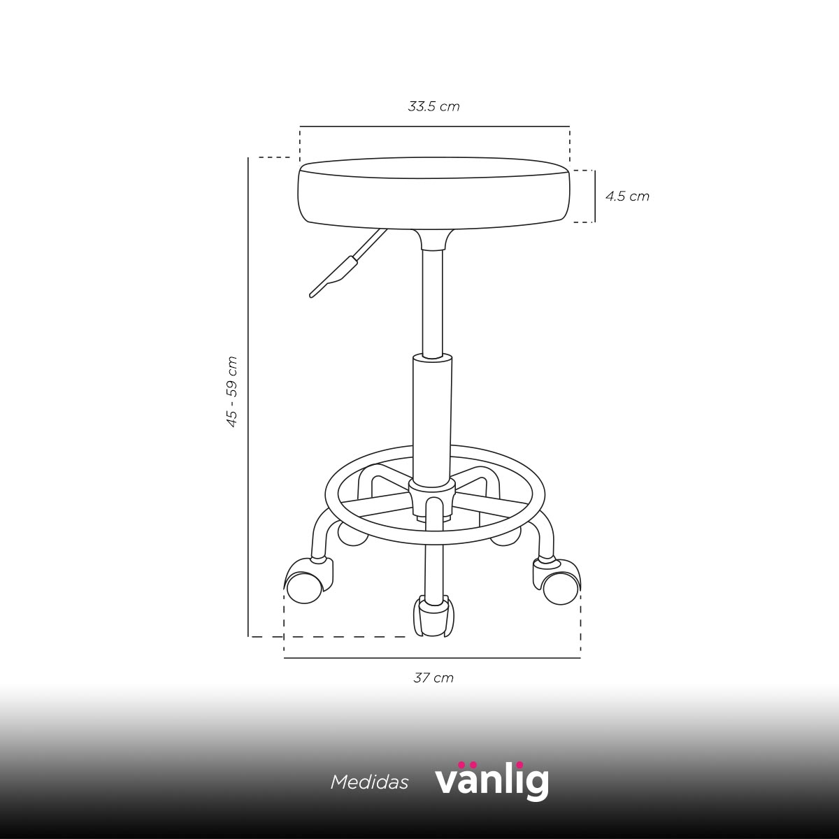 Silla Taburete Banco Plano Blanco Masajes Consultorio Tatoo Spa VANLIG