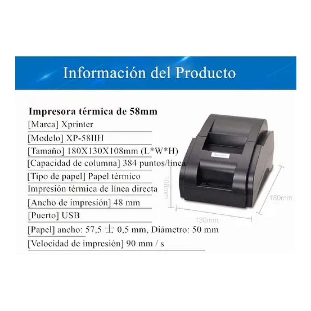 Impresora Termica Pos Usb 58mm Xp-58iih Impresoras Recibos.