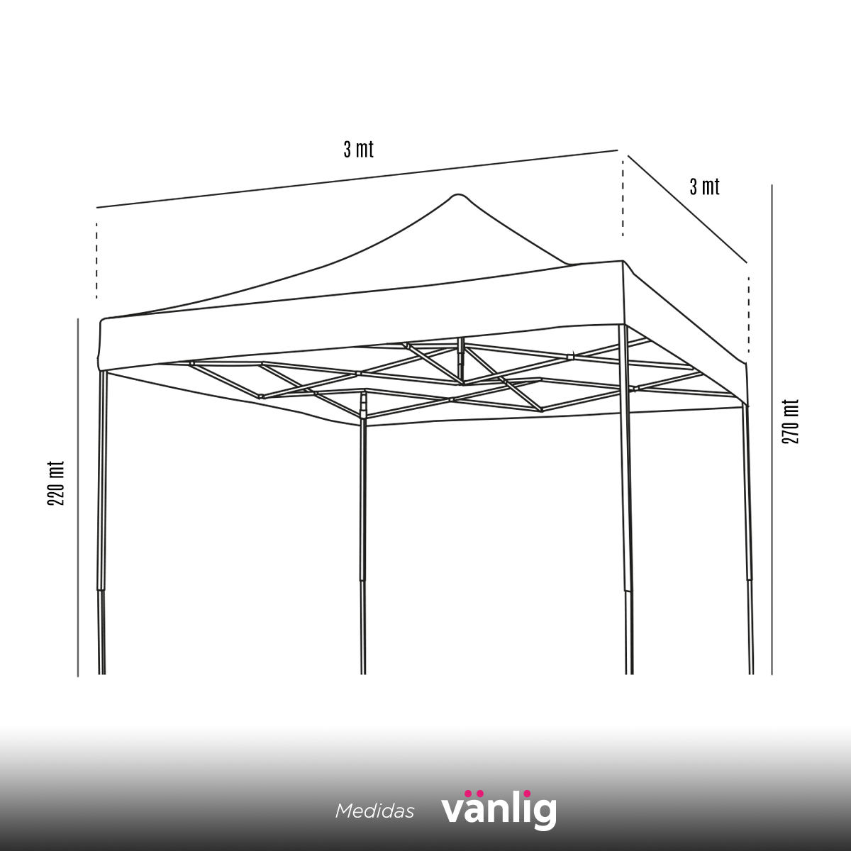 Toldo Carpa Plegable Blanco 3x3 Plegable Impermeable  VANLIG