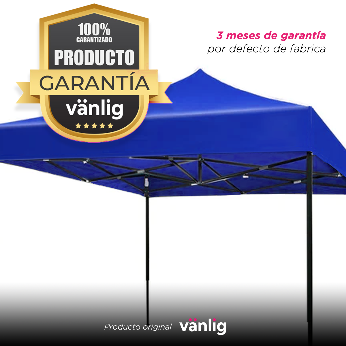 Toldo Carpa Plegable Azul 3x3 Plegable Impermeable Reforzado VANLIG