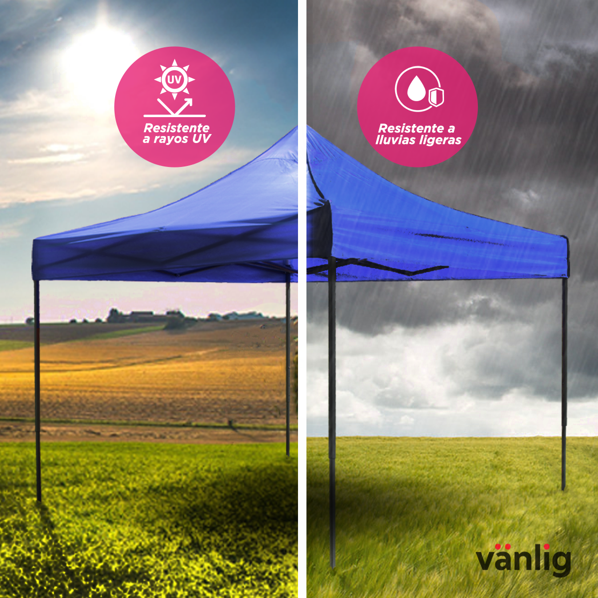 Toldo Carpa Plegable Azul 3x3 Plegable Impermeable Reforzado VANLIG